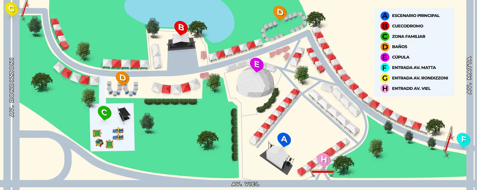 Mapa de La Gran Fonda en Parque O'Higgins